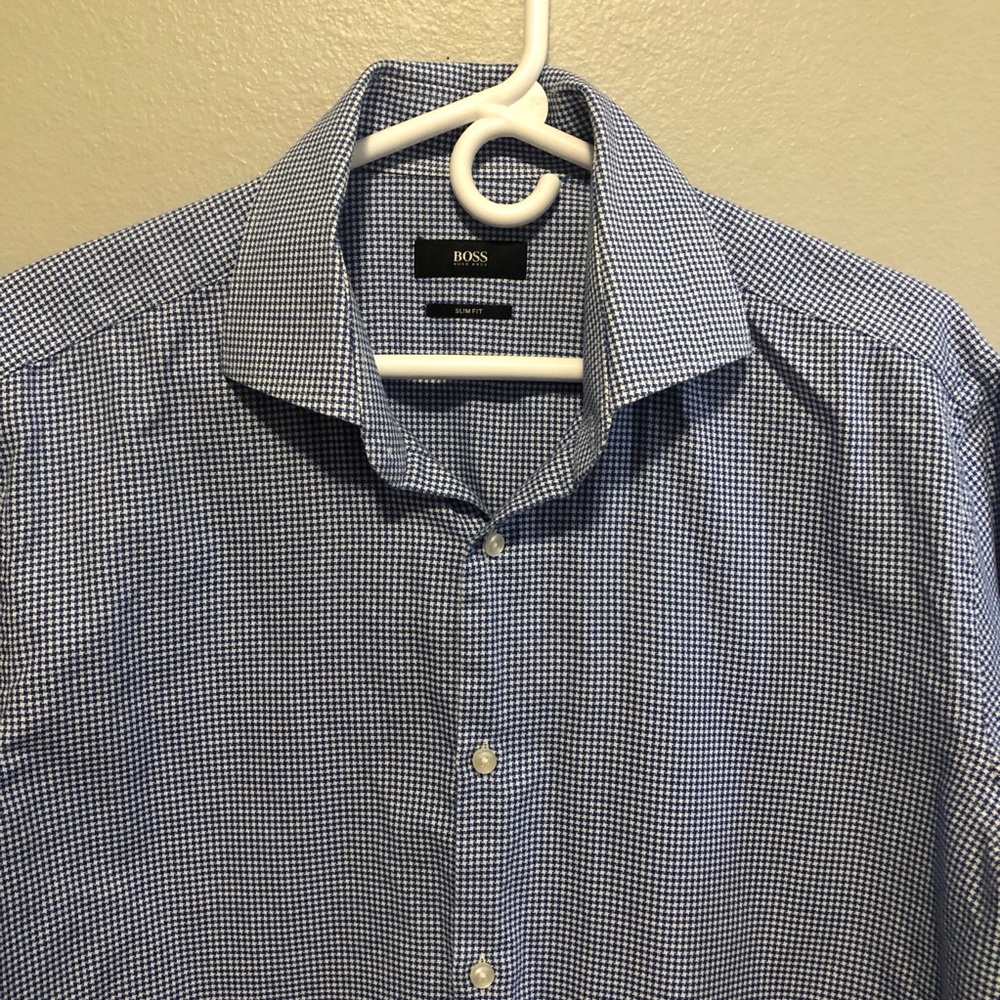 Hugo Boss Slim-fit houndstooth dress shirt